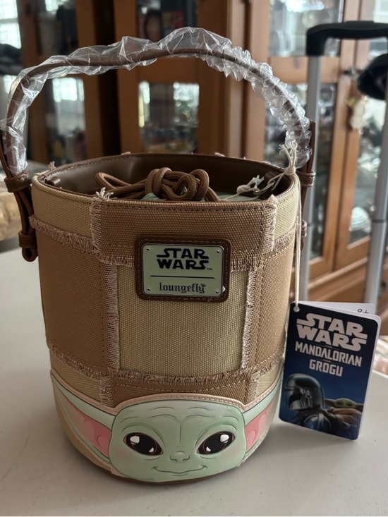 Loungefly Handbags - Loungefly Star Wars Grogu Bucket Bag - Tan, Green & Pink